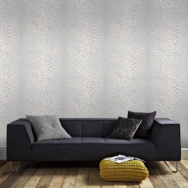 Leopard White Silver Wallpaper By Graham And Brown