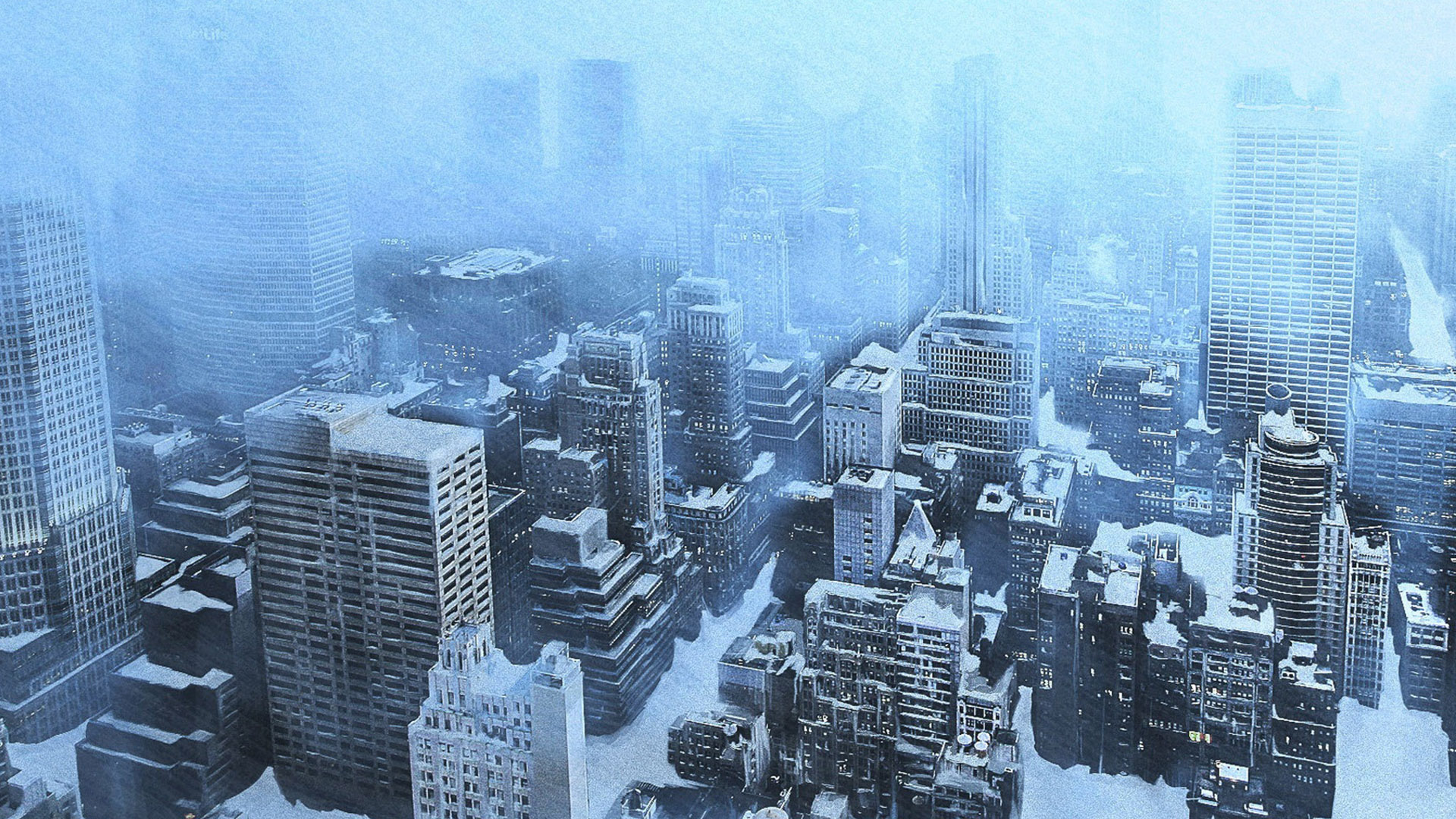 Apocalyptic Winter Snow Ice Dark Sci Fi City Wallpaper Background