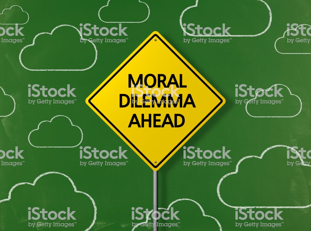 Moral Dilemma Ahead Business Chalkboard Background Stock Photo
