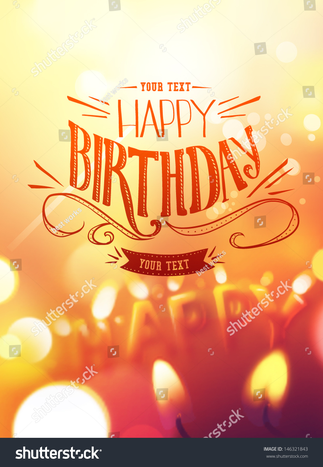 BirtHDay Card Design Candle Lights Background Stock Vector