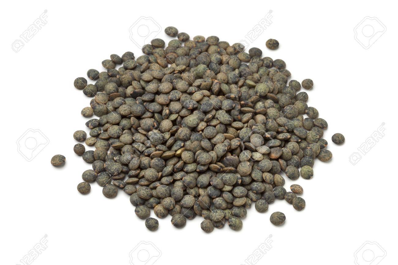 Heap Of Du Puy Lentils On White Background Stock Photo Picture