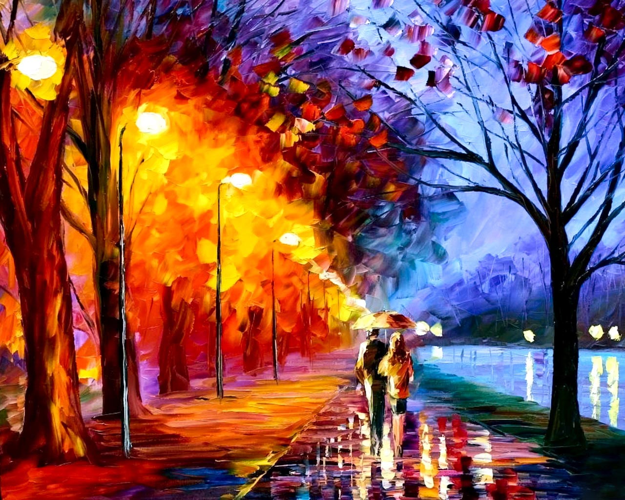 Autumn Oil Painting Wallpaper High Quality WallpapersWallpaper 1280x1024