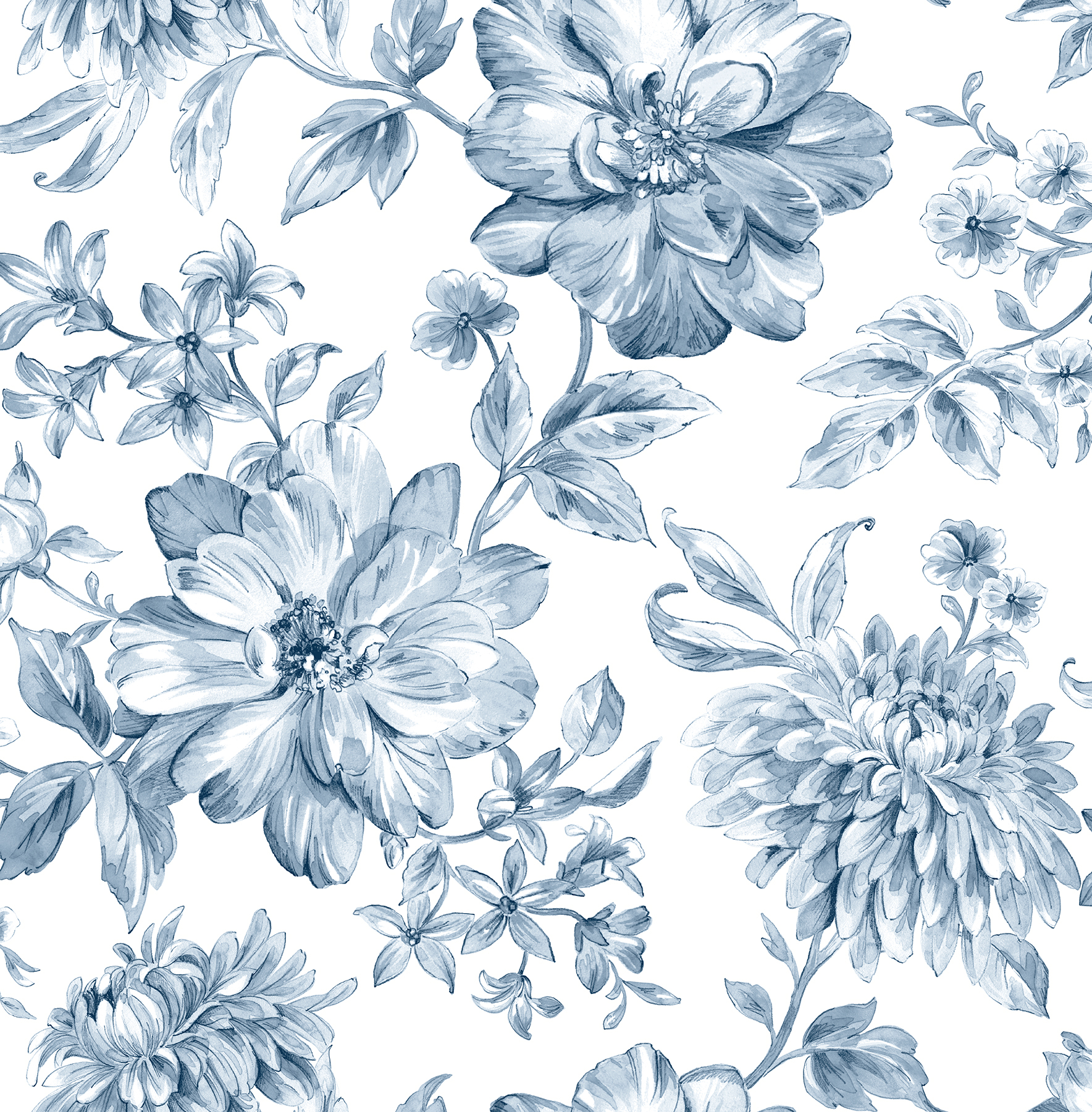 Brewster Gabriela Blue Floral Wallpaper Walmart