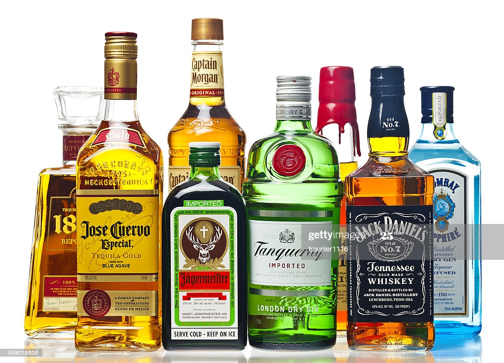 Liquor Bottles On A White Background High Res Stock Photo Getty
