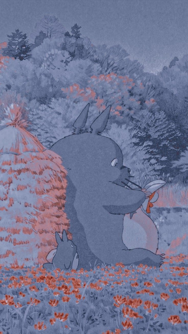 Grove Totoro With Umbrella Waiting Kids Road Anime Cartoon Cute Film iPhone  8 Wallpapers Free Download