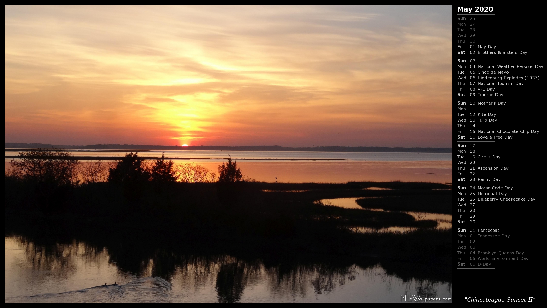 Mlewallpaper Chincoteague Sunset Ii Calendar