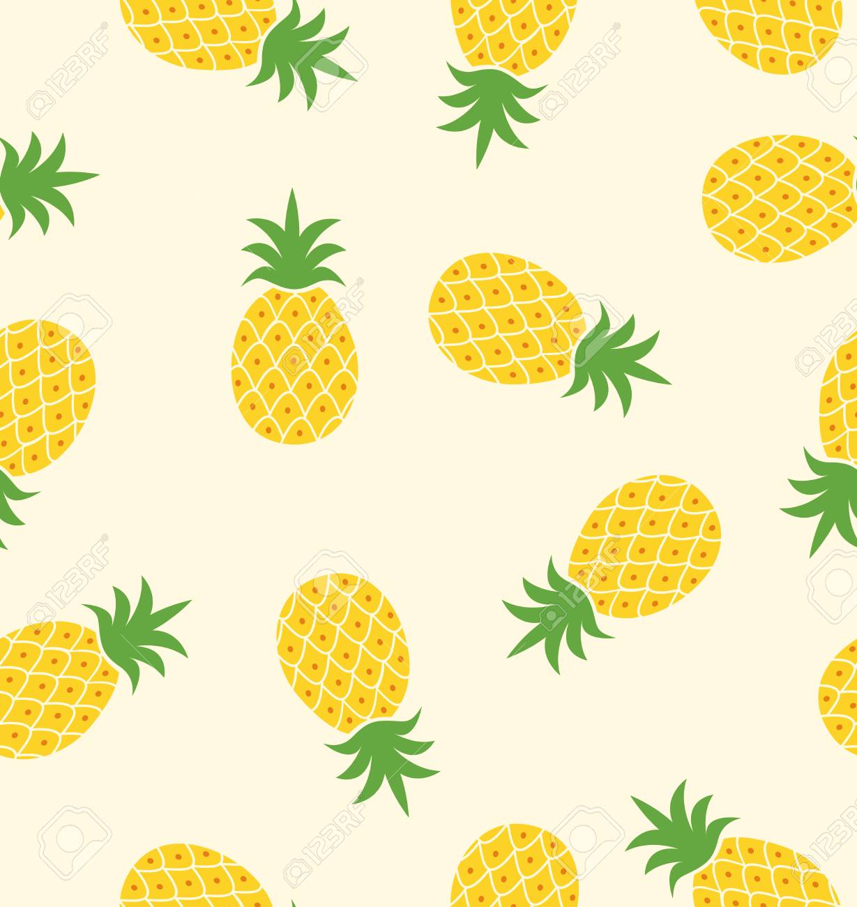 Seamless Pineapple Pattern Cute Doodle For