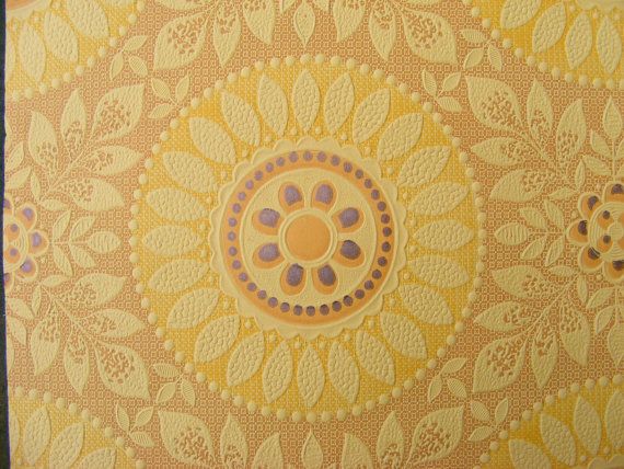 Vintage Wallpaper Yellow Sun Flower Embossed Textured Paper Decou