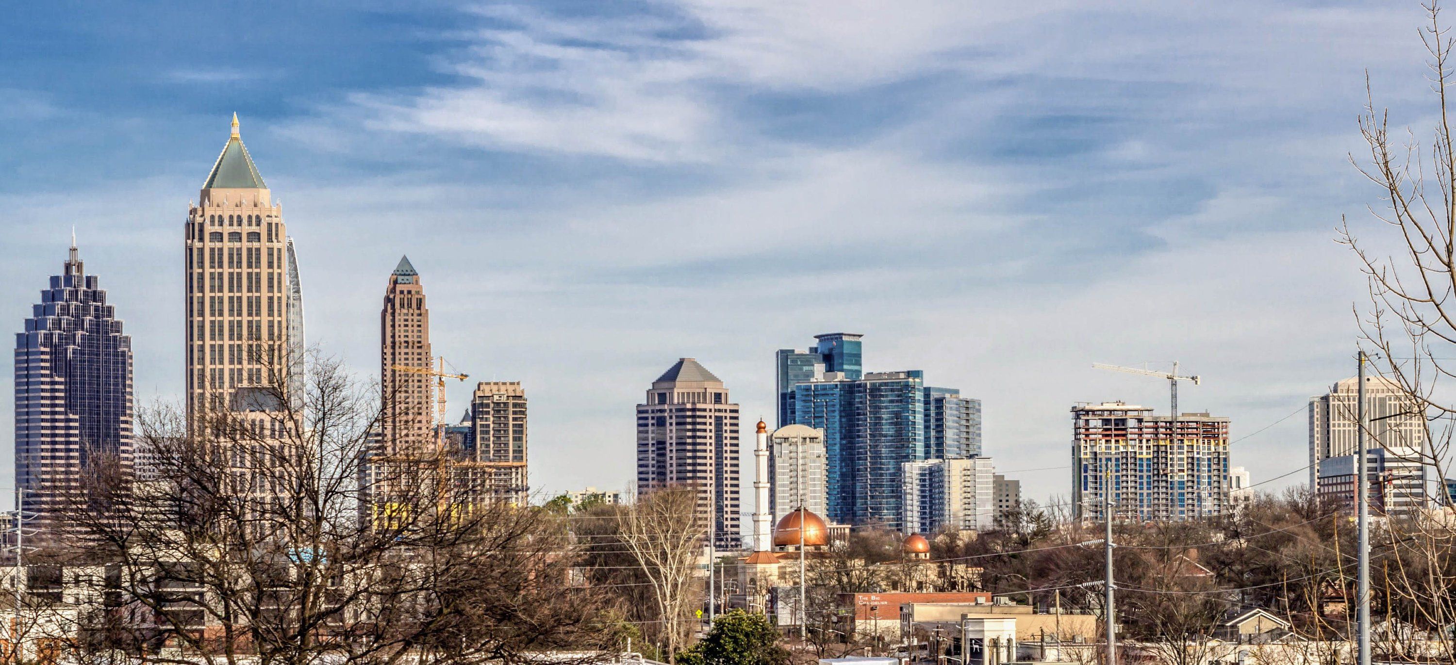 Atlanta Georgia Skyline Cityscape Daylight Blue Skies Midtown