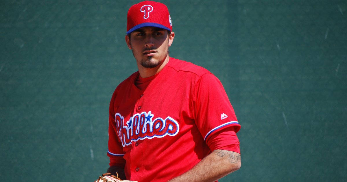 Professional Baseball Star Zach Eflin In Action Wallpaper