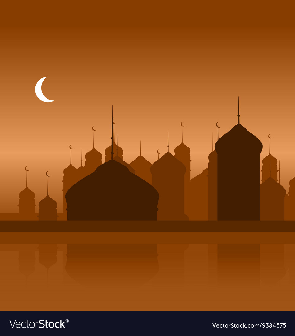Ramadan Background with Silhouette Mosque Vector Image