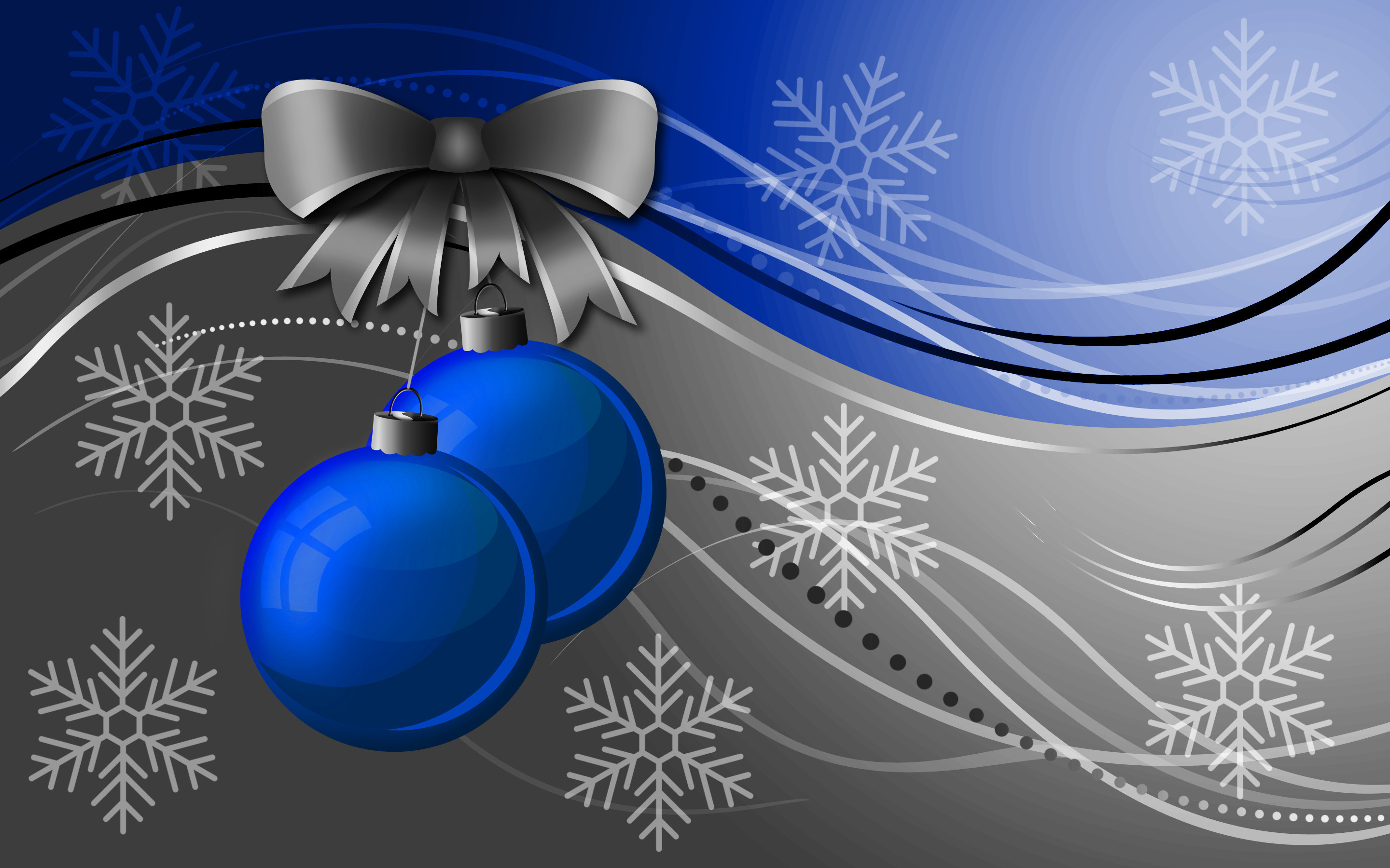 Blue Christmas Balls On A Gray Background Wallpaper