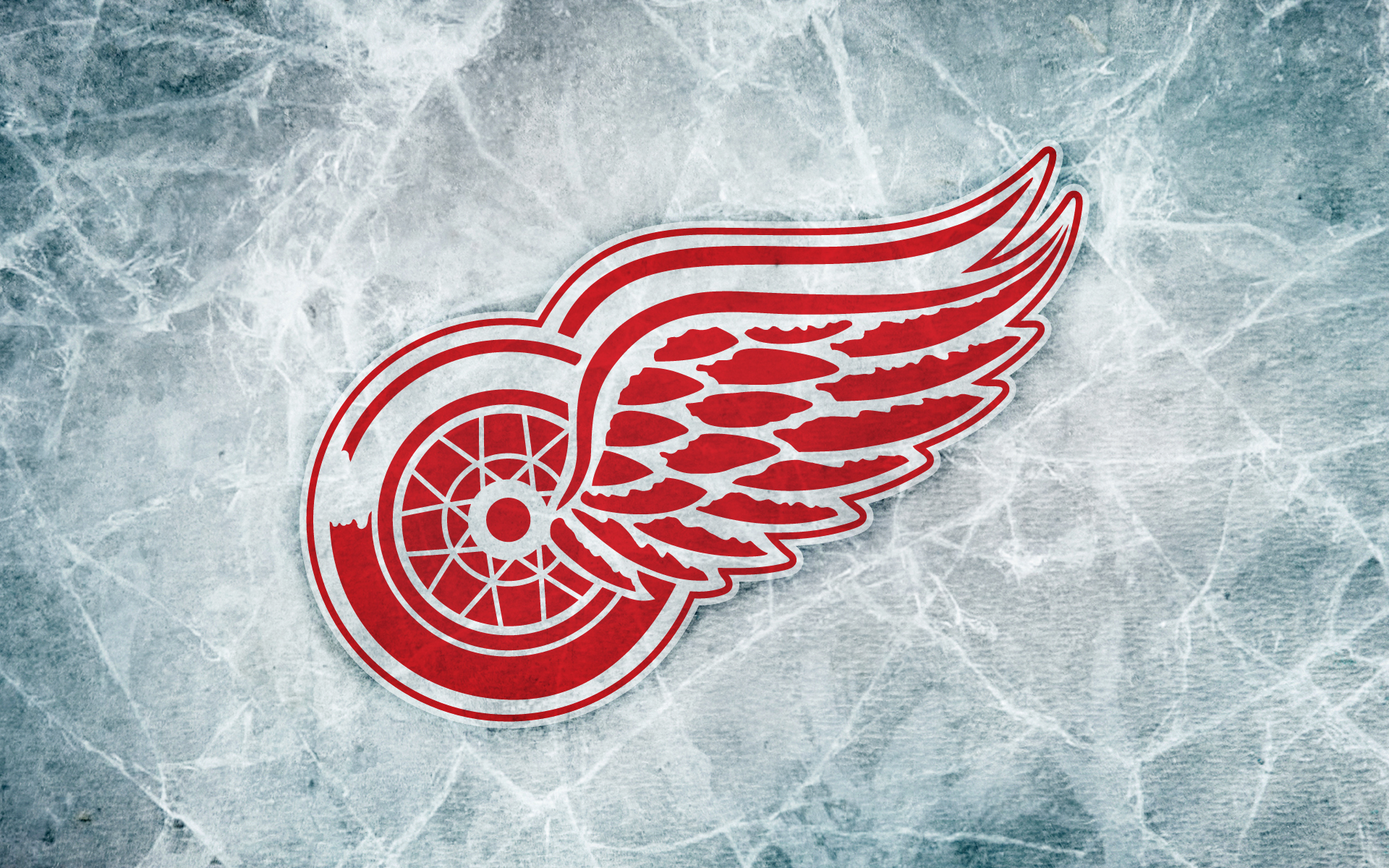 Detroit Red Wings Logo On Ice By Hawk Eyes X