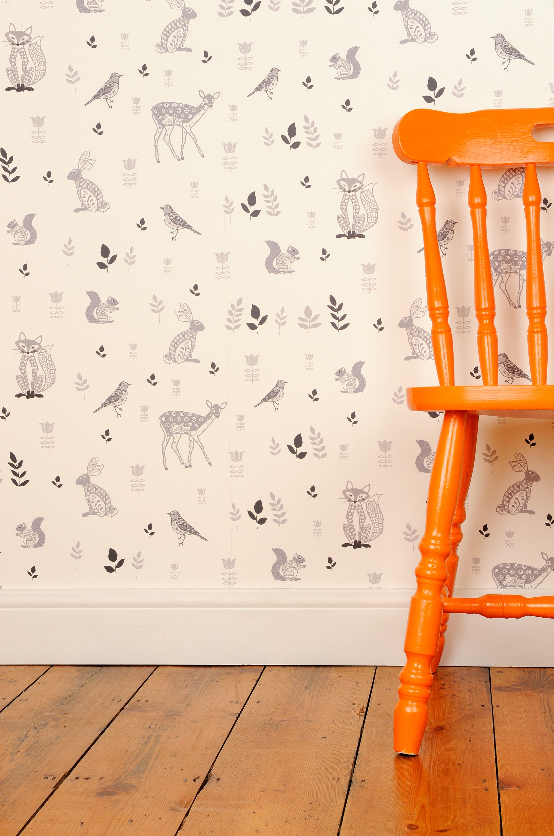 Woodland Animal  Cute Woodland Animal Wallpaper With Deer Fox Squirrel and  Robin  I Heart Wall Art Australia