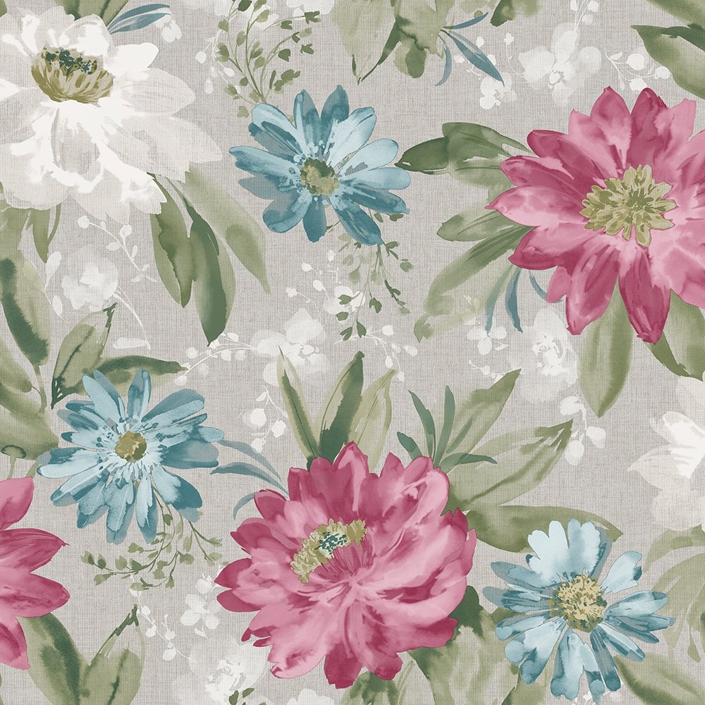 Arthouse Painted Dahlia Flower Pattern English Garden Traditional