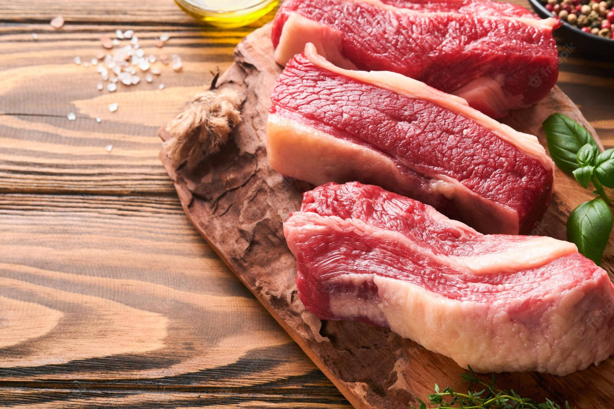 Kobe Beef Slices On Wood Wallpaper
