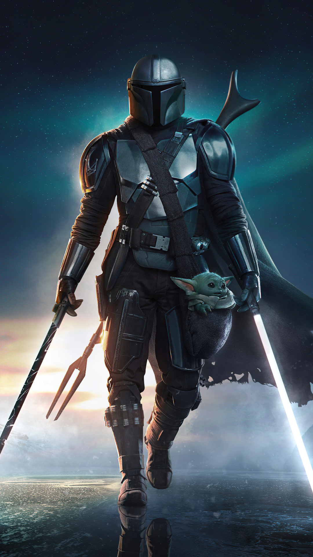 The Mandalorian Light And Dark Sabers 4k iPhone 6s Plus Wallpaper