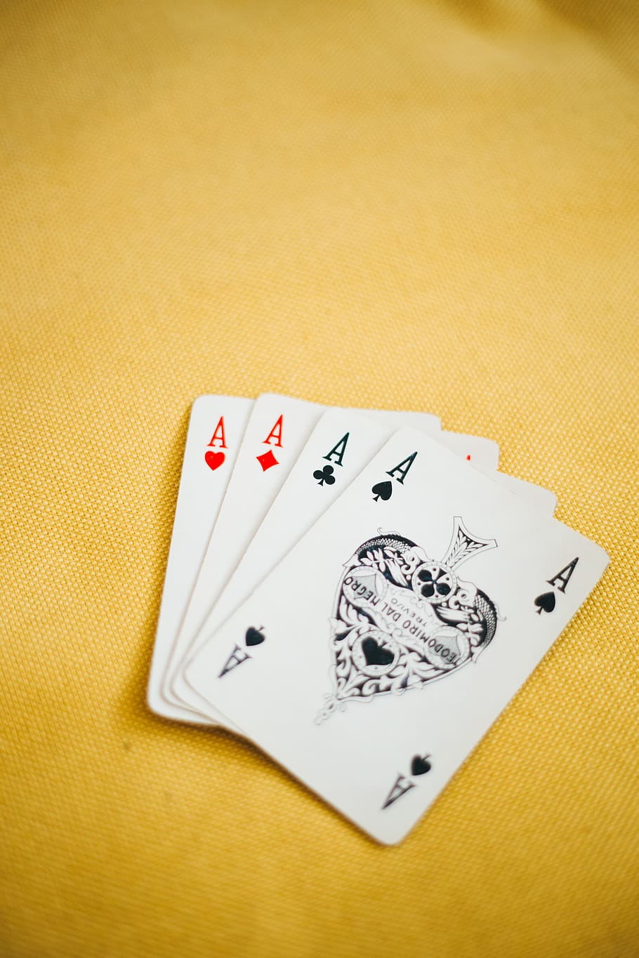 HD Wallpaper Ace Playing Cards On Brown Textile Card Game