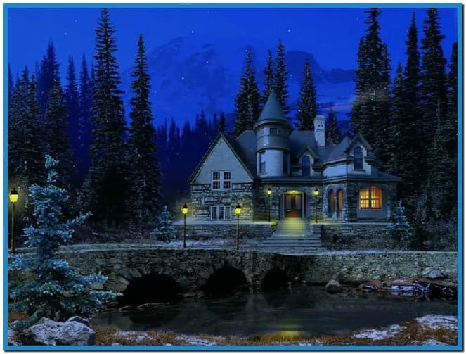 Pictures 3d Snowy Cottages Screensaver Animated