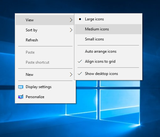 Tip Resize icons quickly on the Desktop or in a folder in Windows 10