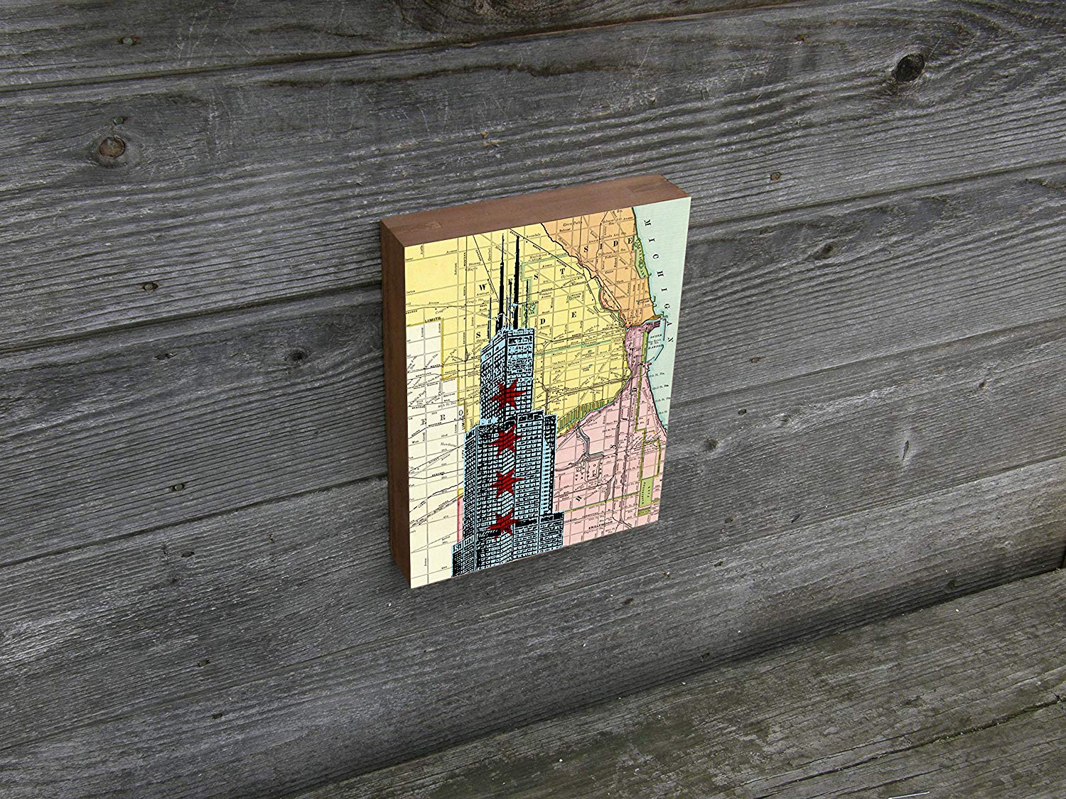 Amazoncom Chicago Wood block art print Willis Tower Sears Tower