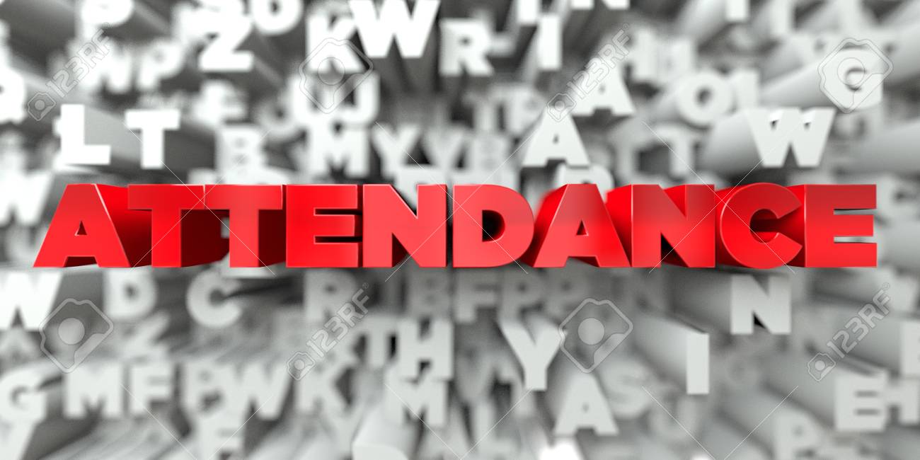 Attendance Red Text On Typography Background 3d Rendered