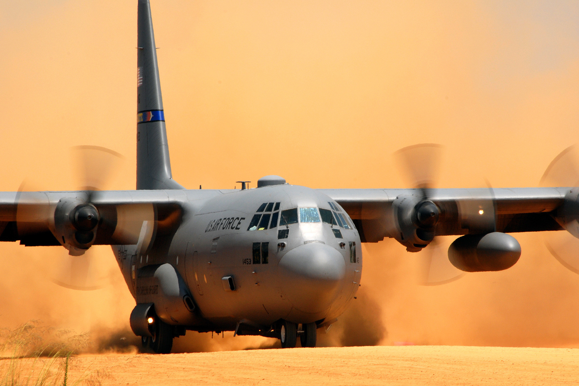 Wallpaper Lockheed C 130 Hercules plane aircraft landing dust