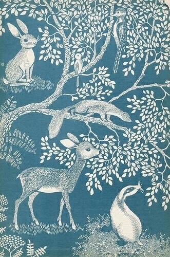 Forests Woodland Animal Vintage Wallpaper Illustrations