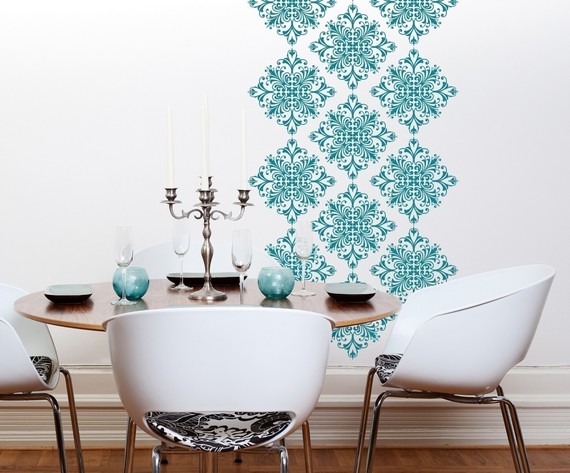 Vinyl Wall Decals Scroll Damask Pattern Graphics