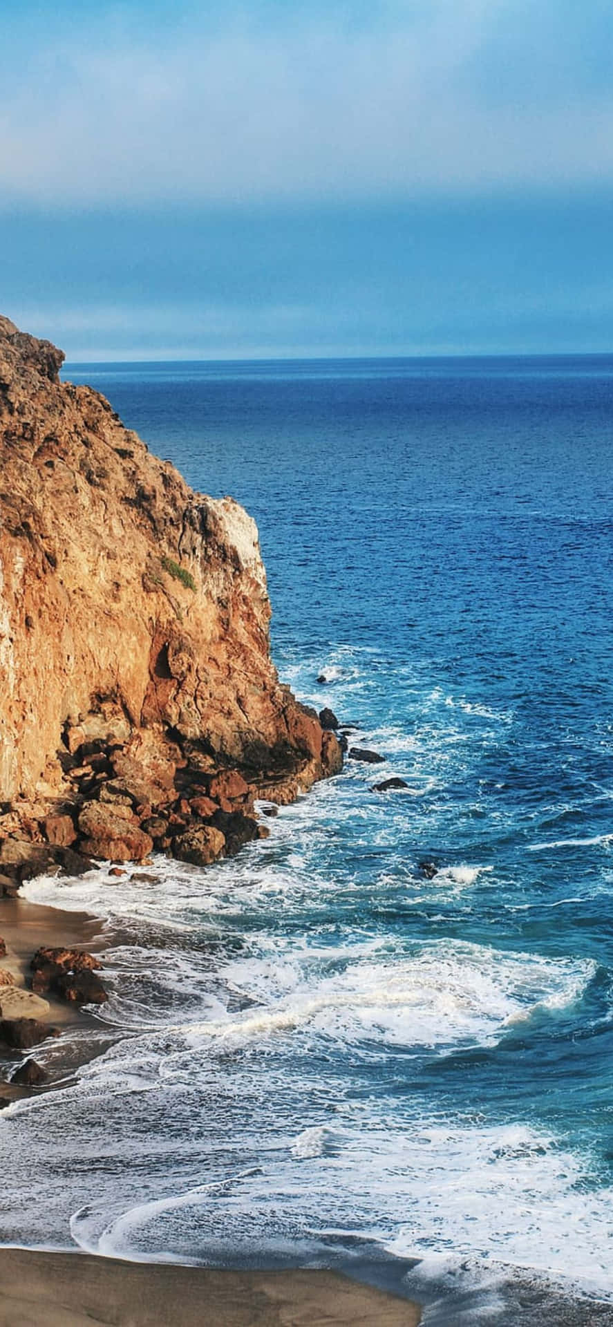 iPhone Xs Max Malibu Crashing Waves Big Rock Background Wallpaper
