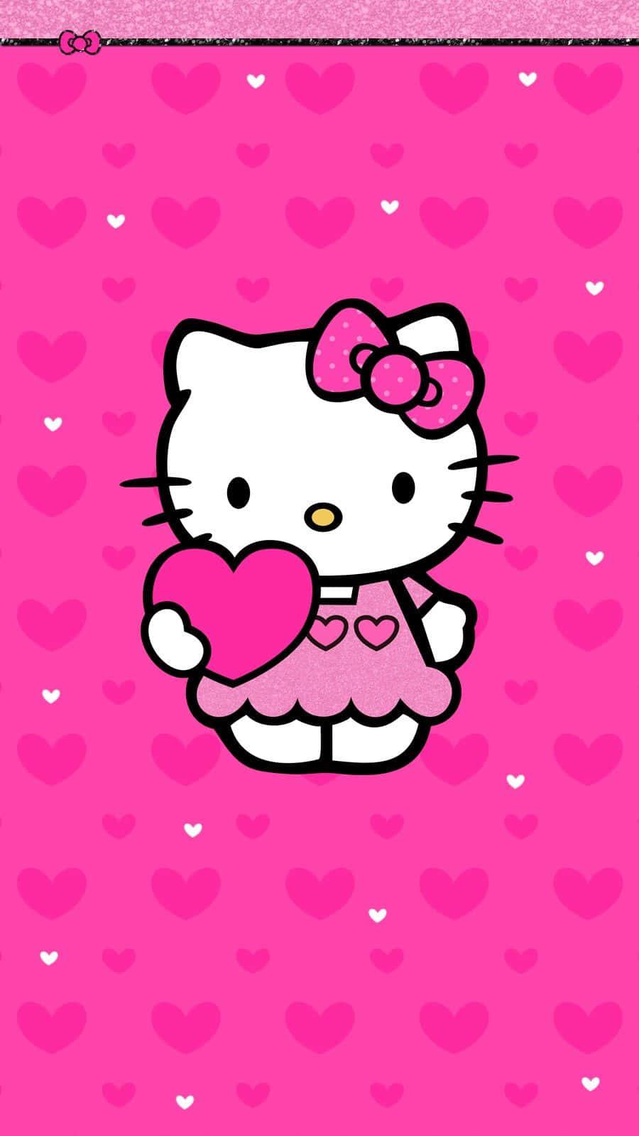 Cute Pink Hello Kitty Hearts Wallpaper