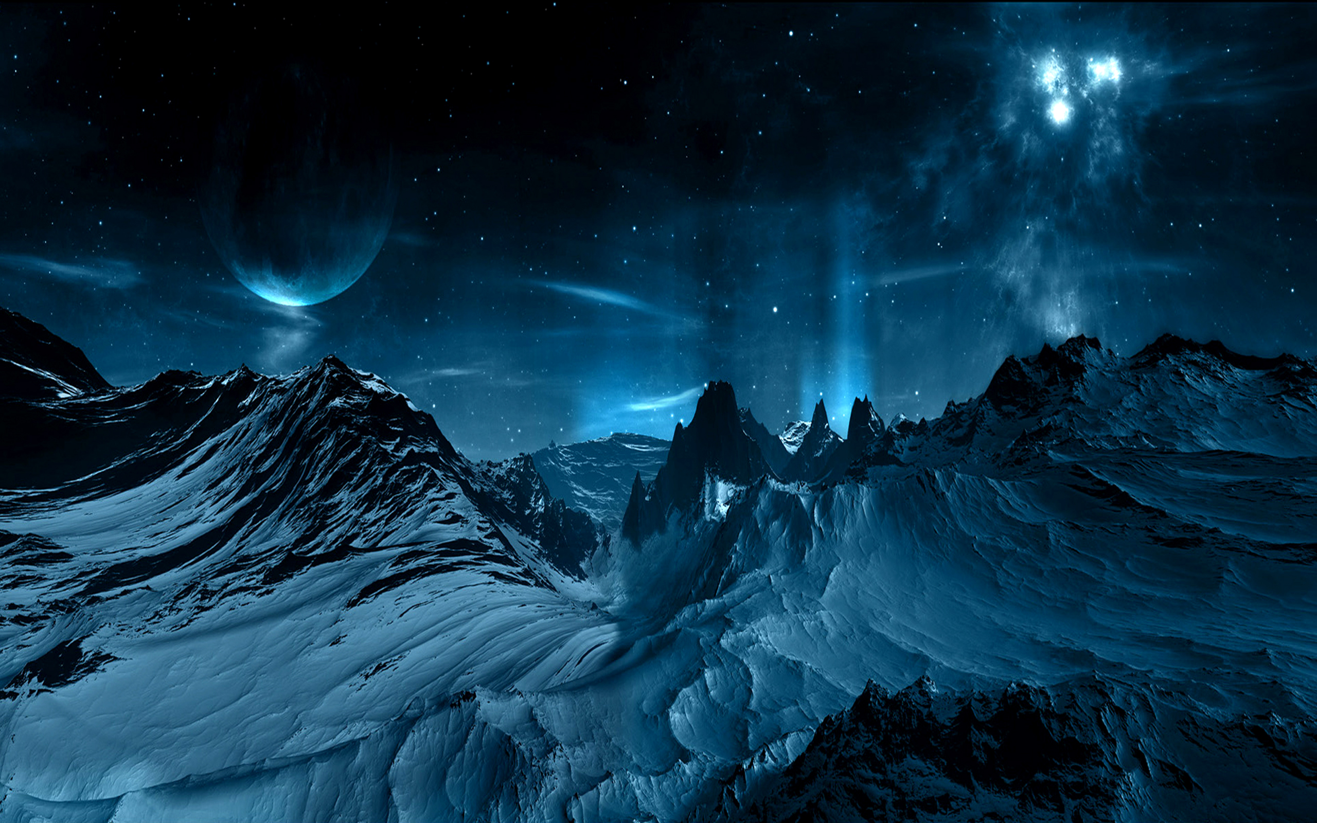 Sci Fi Landscape Blue Space Wallpaper