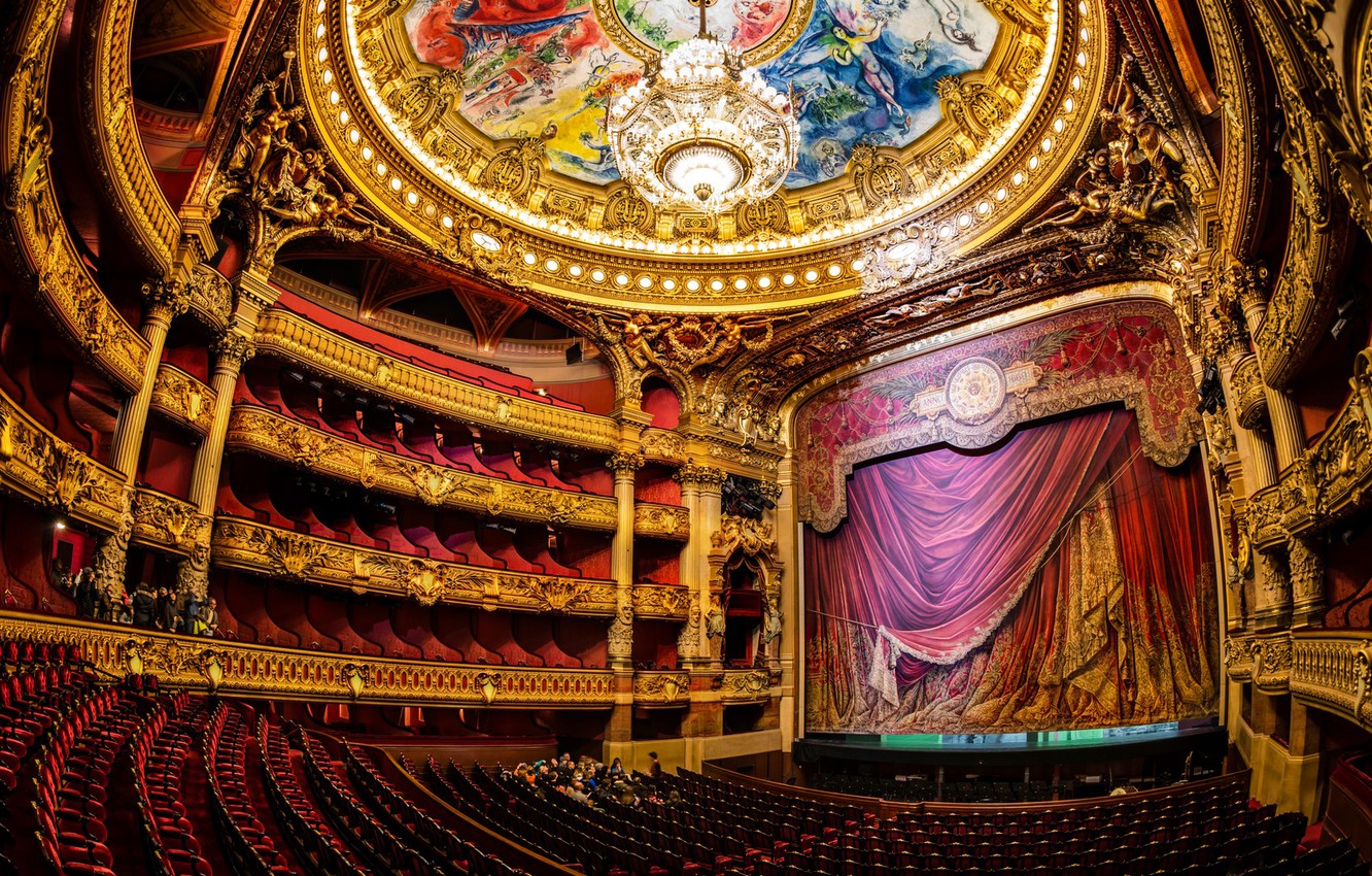 Wallpaper Scene Paris Chandelier Theatre Opera Hall Image