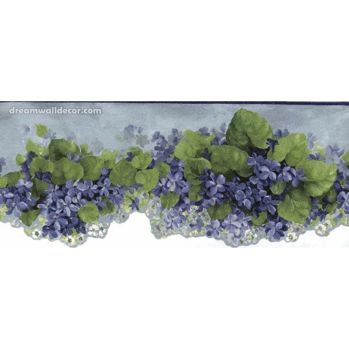 Blue African Violet Flower Wallpaper Border 700x700