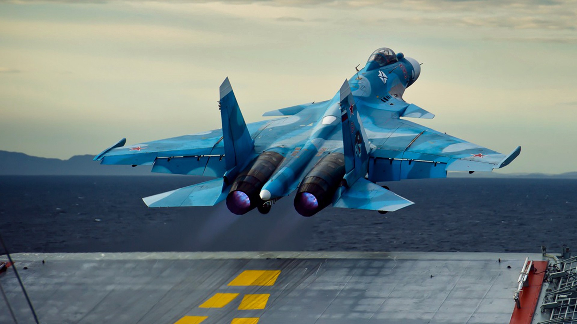 Sukhoi Su Aircraft Blue Ocean Russia Sea