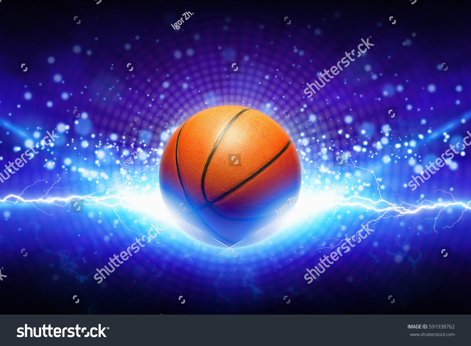 Abstract Sports Background Basketball Powerful Blue Stock Photo
