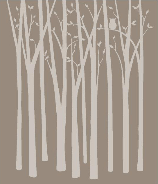 Birch tree silhouette Mural Paint by Number Childrens Murals