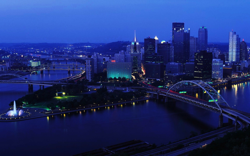 City Night Bridges Pittsburgh Wallpaper Architecture