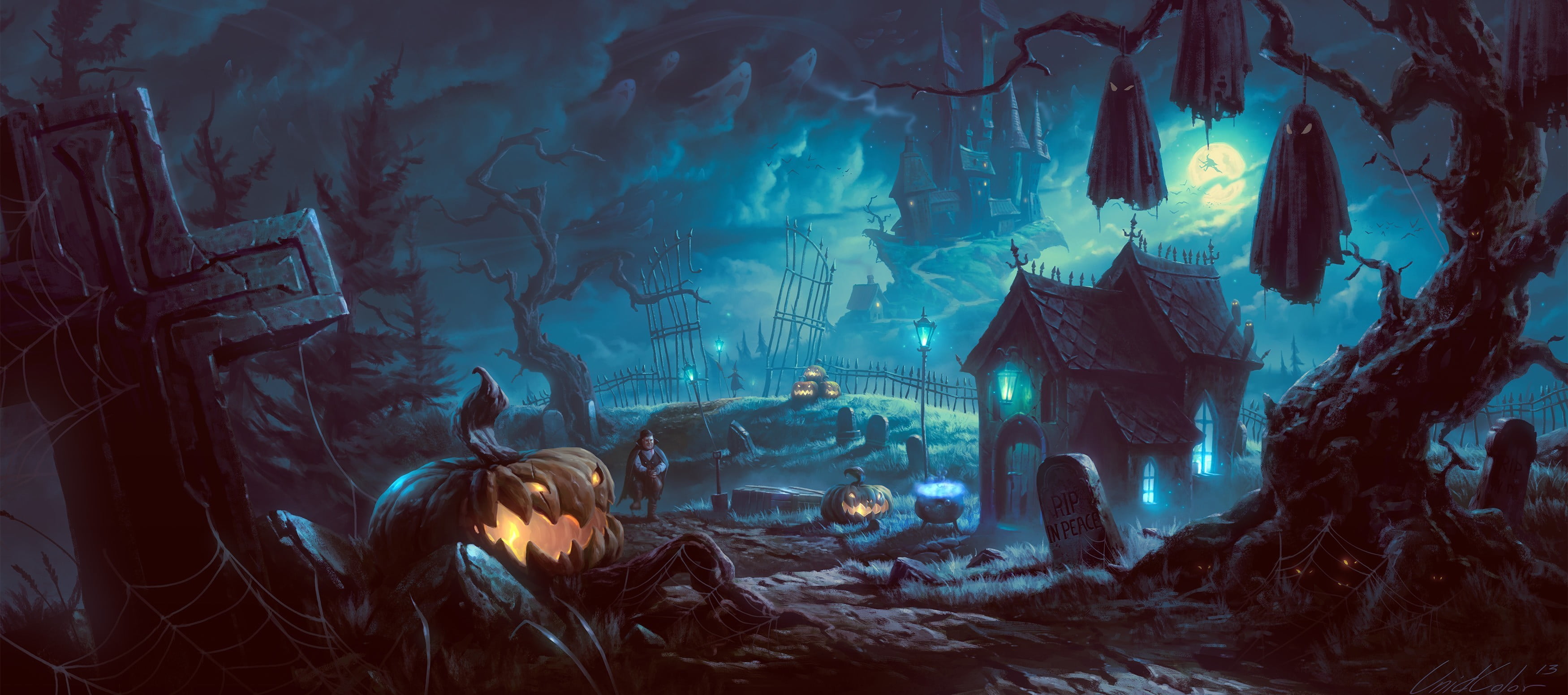 Halloween House Poster Artwork Fantasy Art Pumpkin