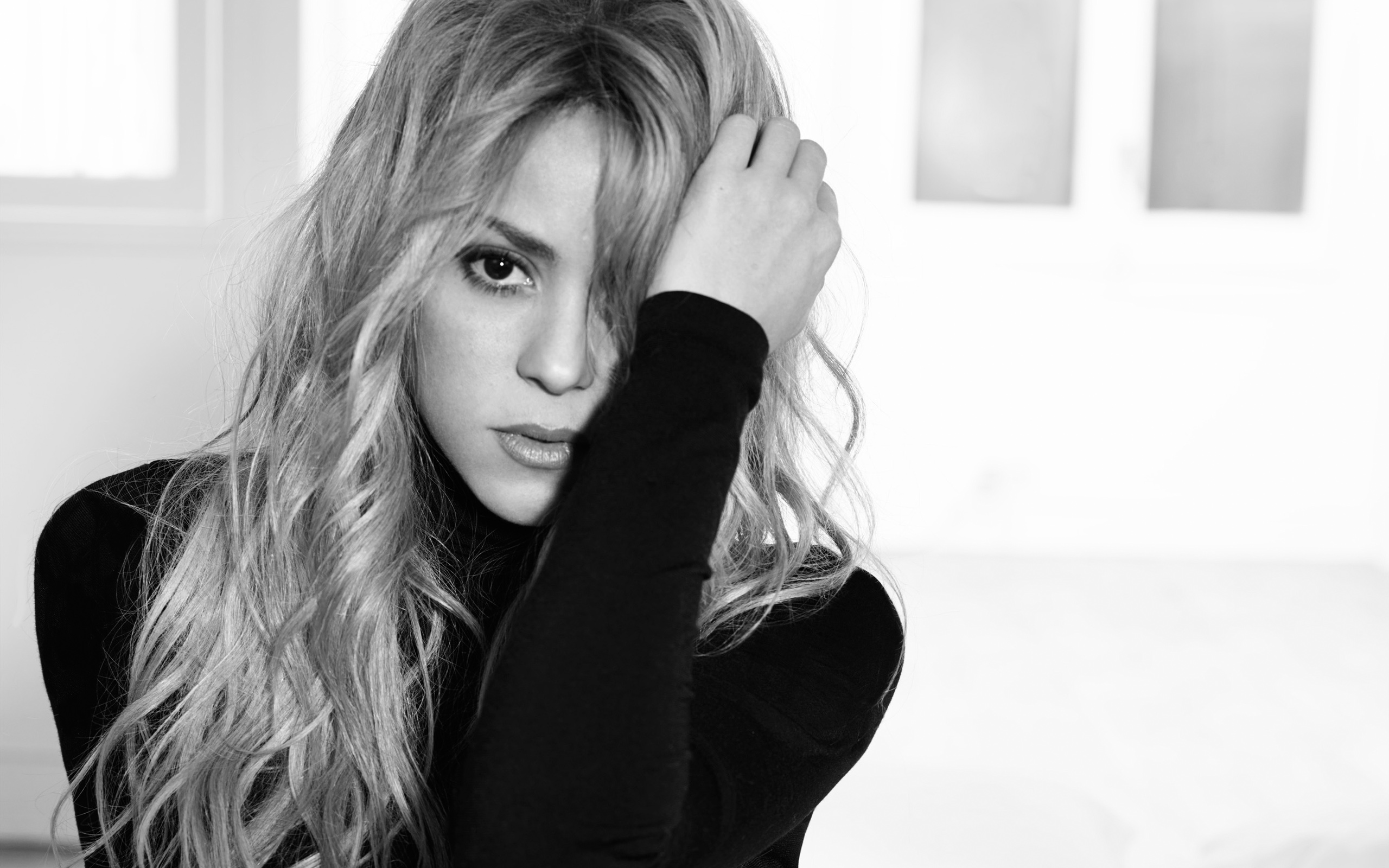 Wallpaper Shakira Monochrome Portrait Colombian Singer