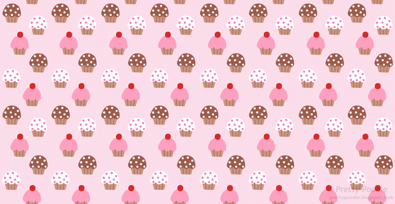 Pretty Poodle Patterns Kawaii Background Cupcake