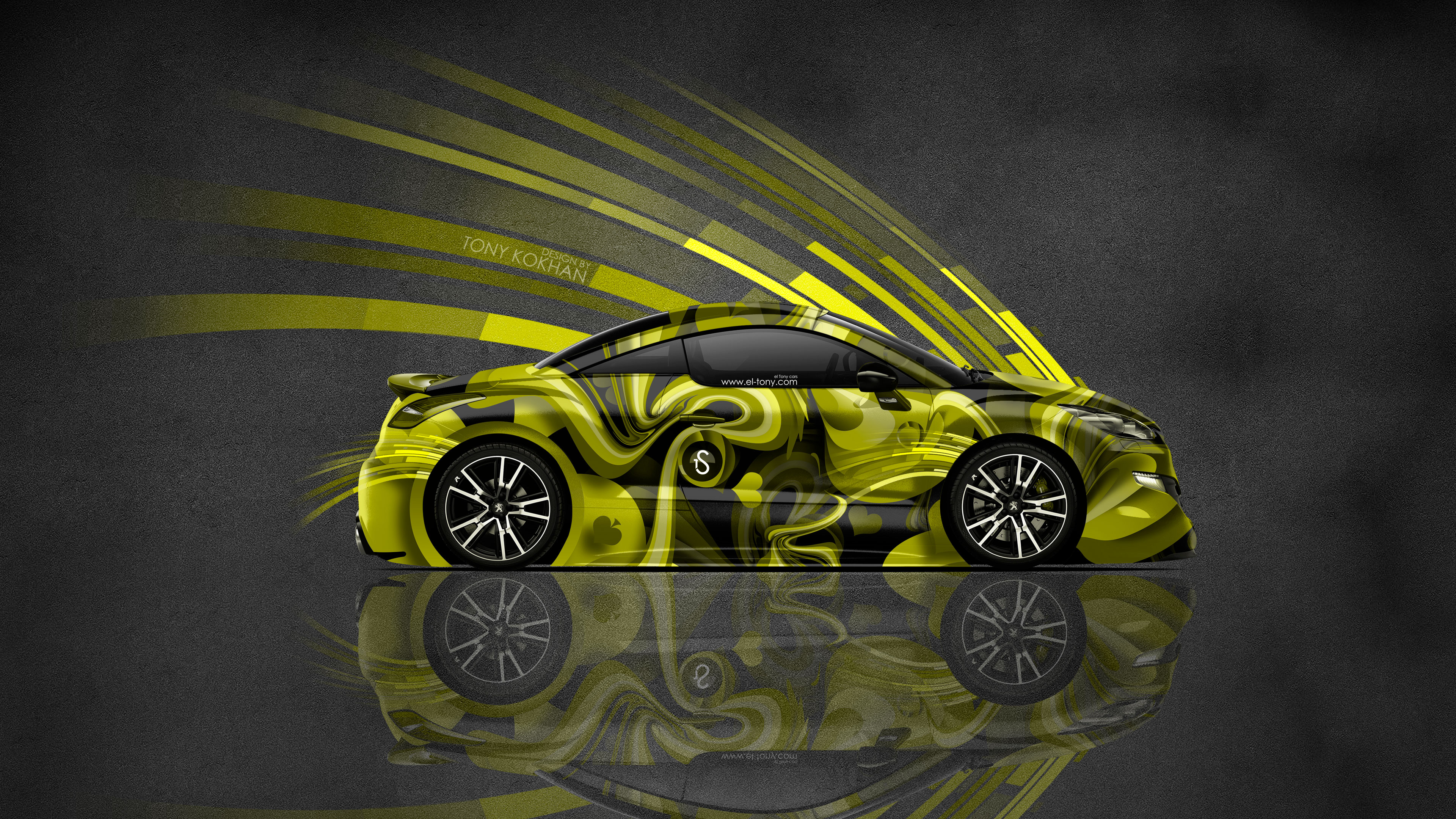 Peugeot Rcz Side Super Abstract Aerography Car Yellow Colros 4k