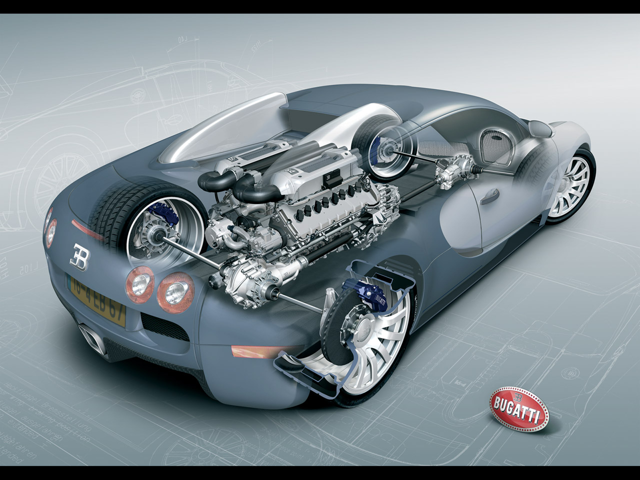Bugatti Veyron W16 Engine Wallpaper Widescreen Desktop