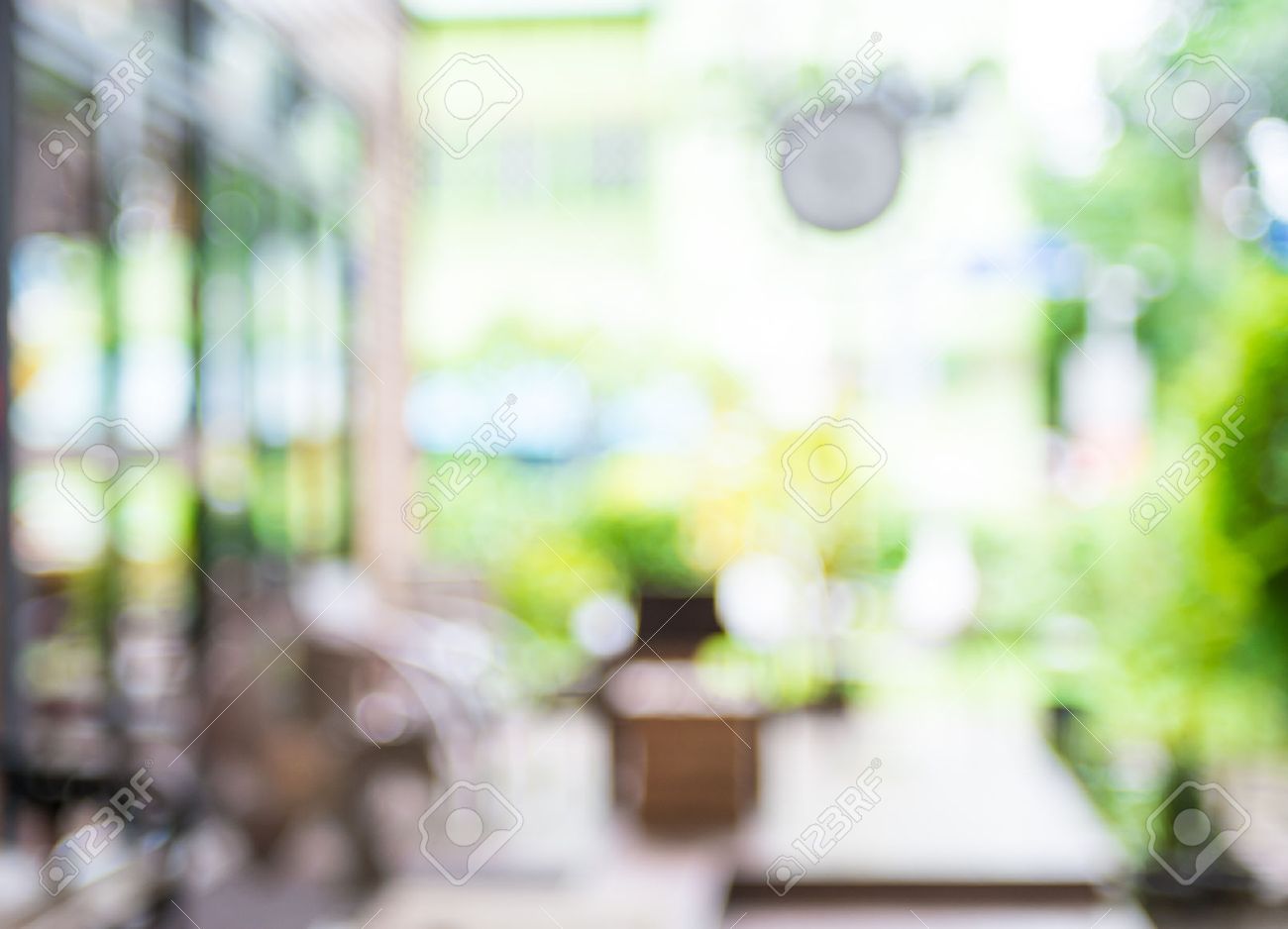 Blurred Background Coffee Shop Blur With Bokeh Stock