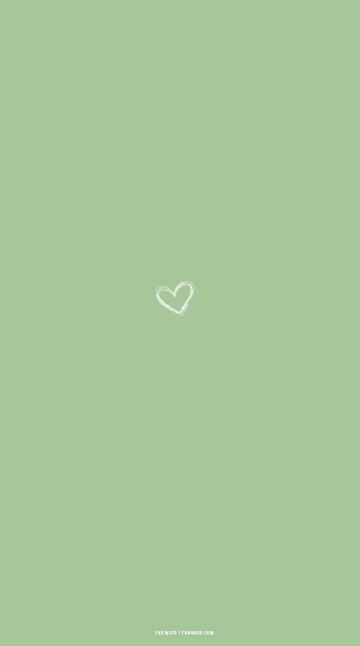 Cute Spring Wallpaper For Phone iPhone Heart Sage Green