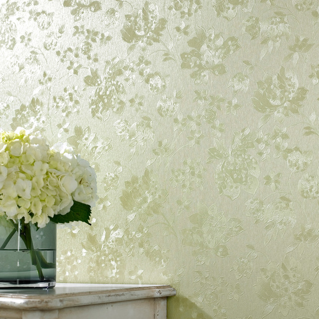 Floral Silk Green Shimmer Modern Wallpaper By Graham Brown