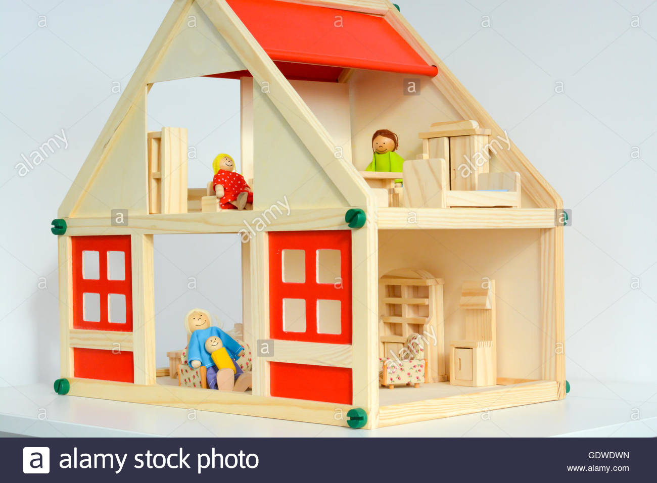 Girls Dollhouse Isolated On White Background Stock Photo