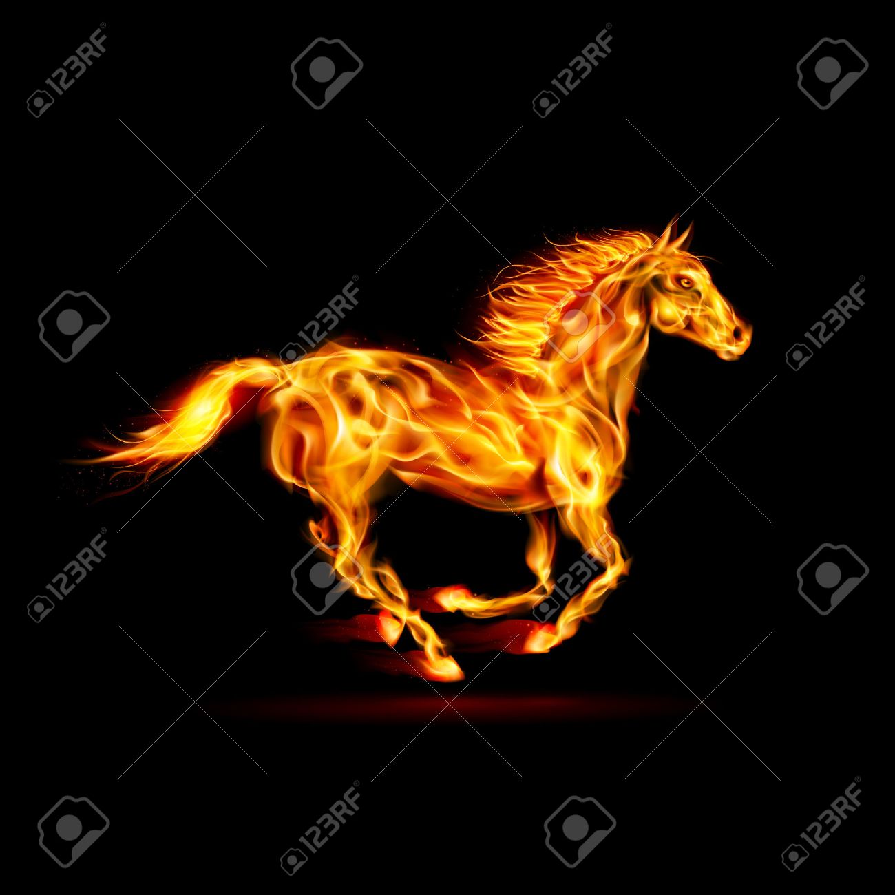 Free download Illustration Of Running Fire Horse On Black Background ...