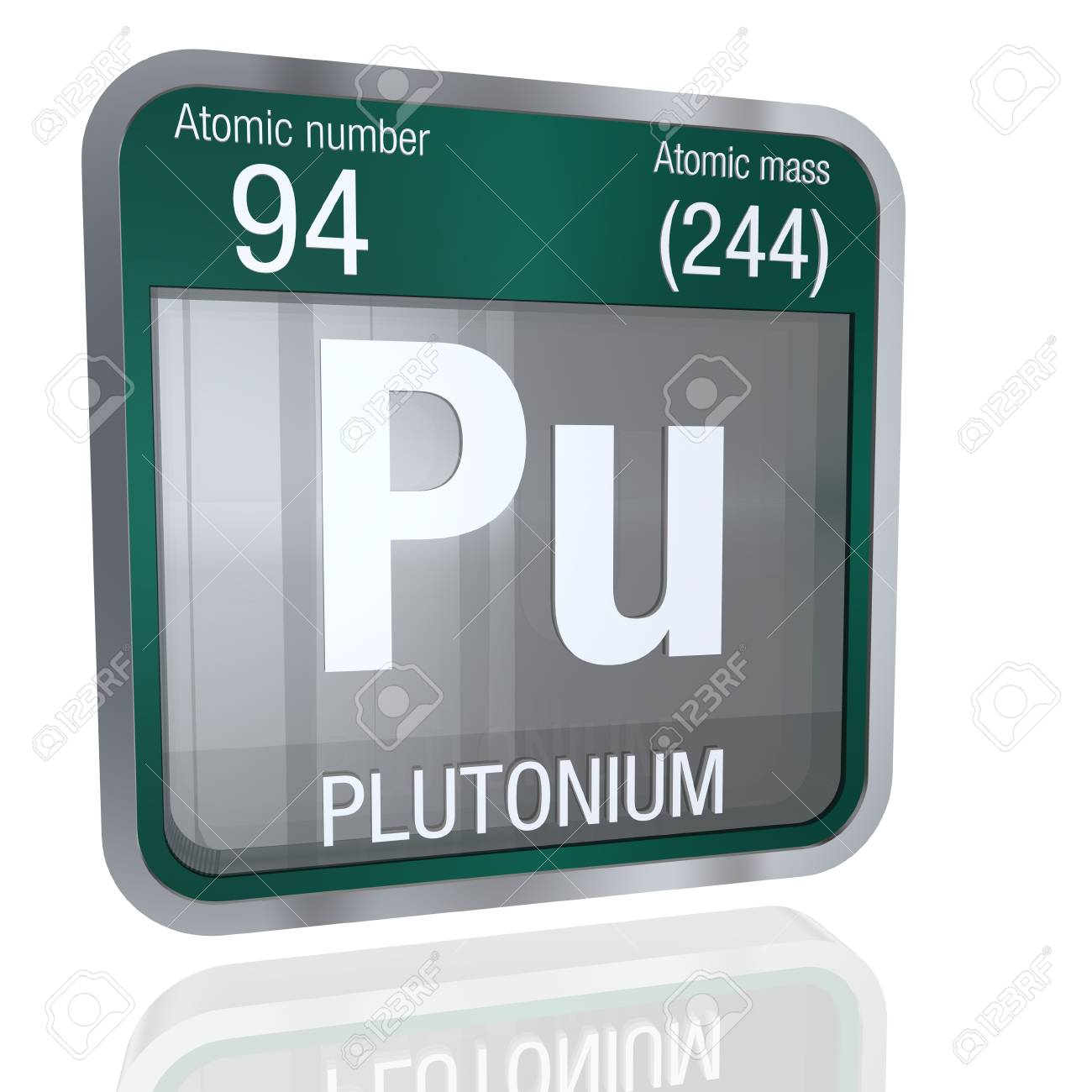 Plutonium Symbol In Square Shape With Metallic Border And