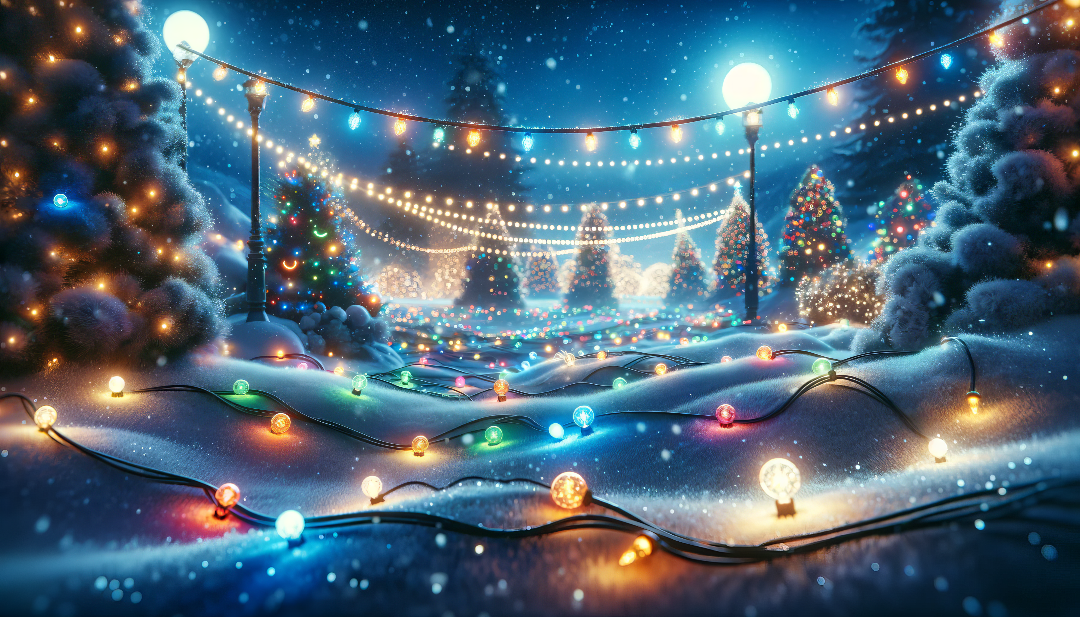 Enchanting Winter Holiday Lights HD Wallpaper By Robokoboto